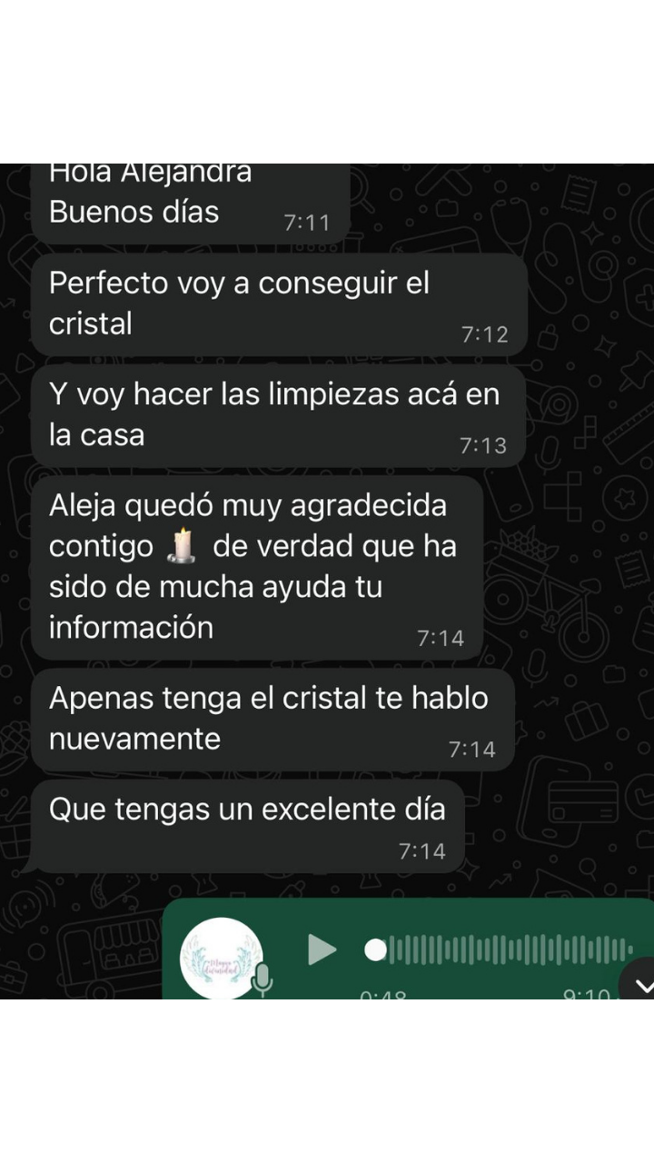 Mensaje de seguimiento después de una sesión de comunicación animal